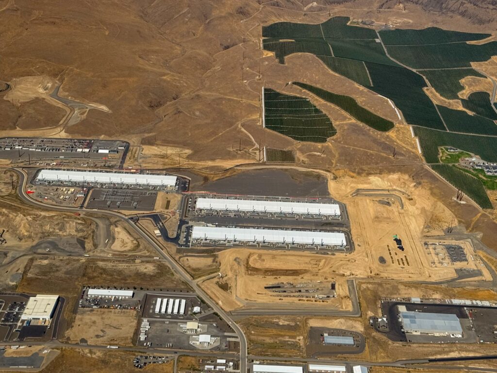 Aerial view of Microsoft Azure datacenters in Wenatchee, Washington